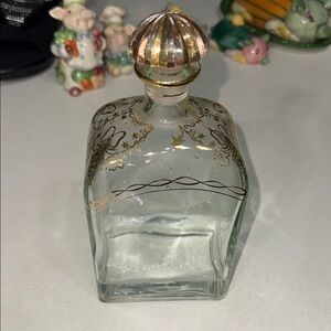 Liquor Bottle Jerez Spain Decanter Georgian style w/ Stopper Gold Lepanto Brandy